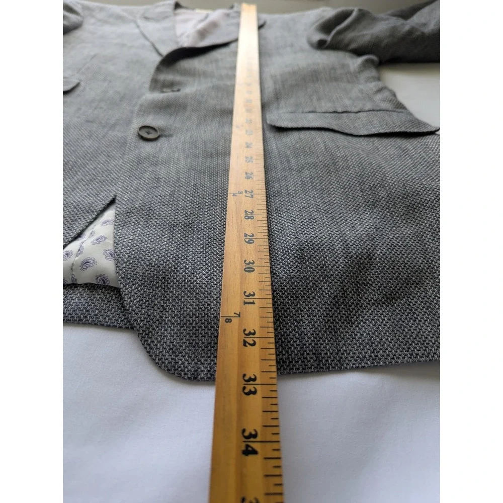 Joseph Abboud Blazer Mens 44 Long Grey Linen Slim Fit Sport Coat Two Button